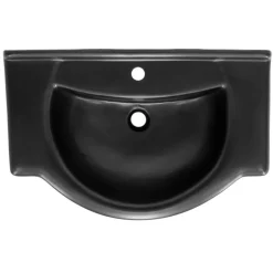 Waschbecken Oval mit Überlauf 77x50,5x22,5 cm Schwarz matt aus Keramik ML-Design
