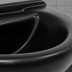 Waschbecken Oval mit Überlauf 77x50,5x22,5 cm Schwarz matt aus Keramik ML-Design