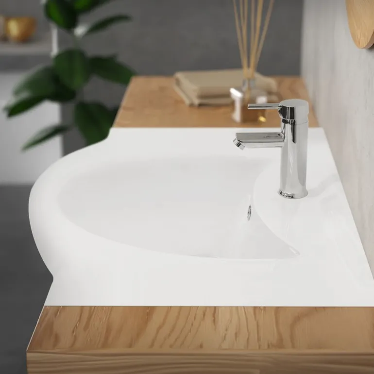 Waschbecken Oval mit Überlauf 77x51,5x21,5 cm Weiß aus Keramik ML-Design