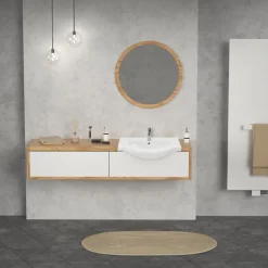 Waschbecken Oval mit Überlauf 77x51,5x21,5 cm Weiß aus Keramik ML-Design