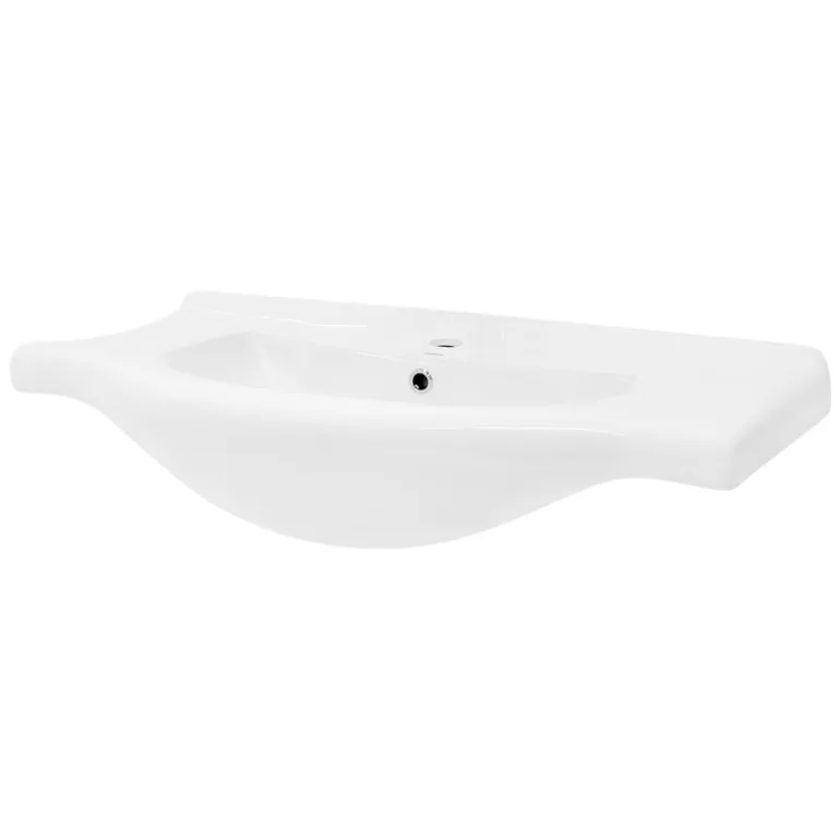 Waschbecken Oval mit Überlauf 86x51,5x21,5 cm Weiß aus Keramik LuxeBath