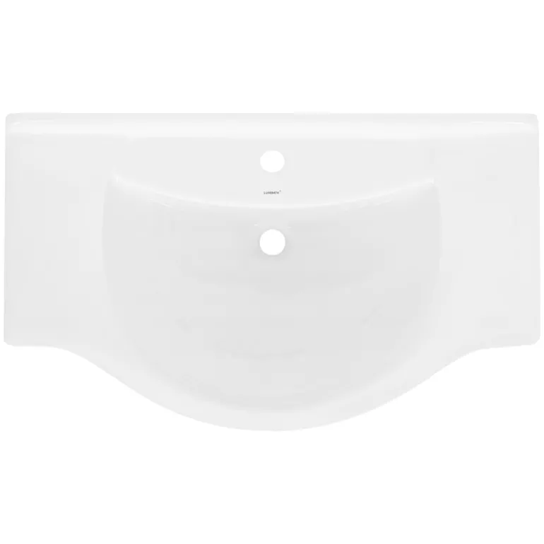 Waschbecken Oval mit Überlauf 86x51,5x21,5 cm Weiß aus Keramik LuxeBath