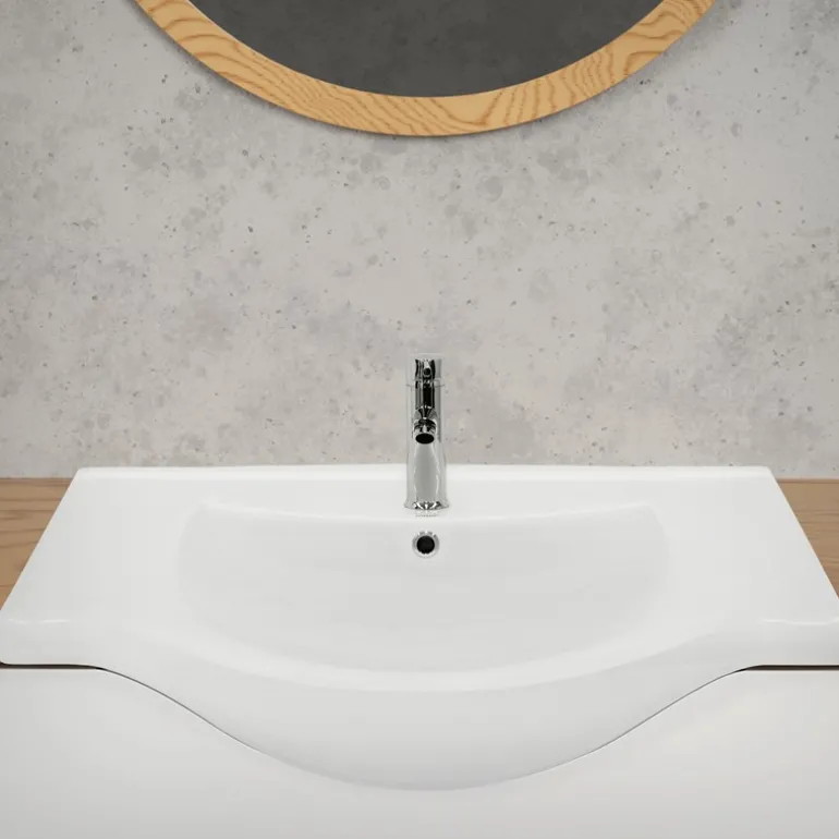 Waschbecken Oval mit Überlauf 86x51,5x21,5 cm Weiß aus Keramik LuxeBath