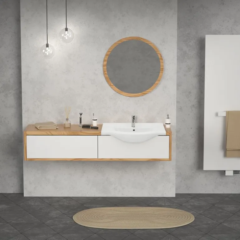 Waschbecken Oval mit Überlauf 86x51,5x21,5 cm Weiß aus Keramik LuxeBath
