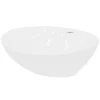 Waschbecken Oval ohne Überlauf 41x33x14,2 cm Weiß aus Keramik