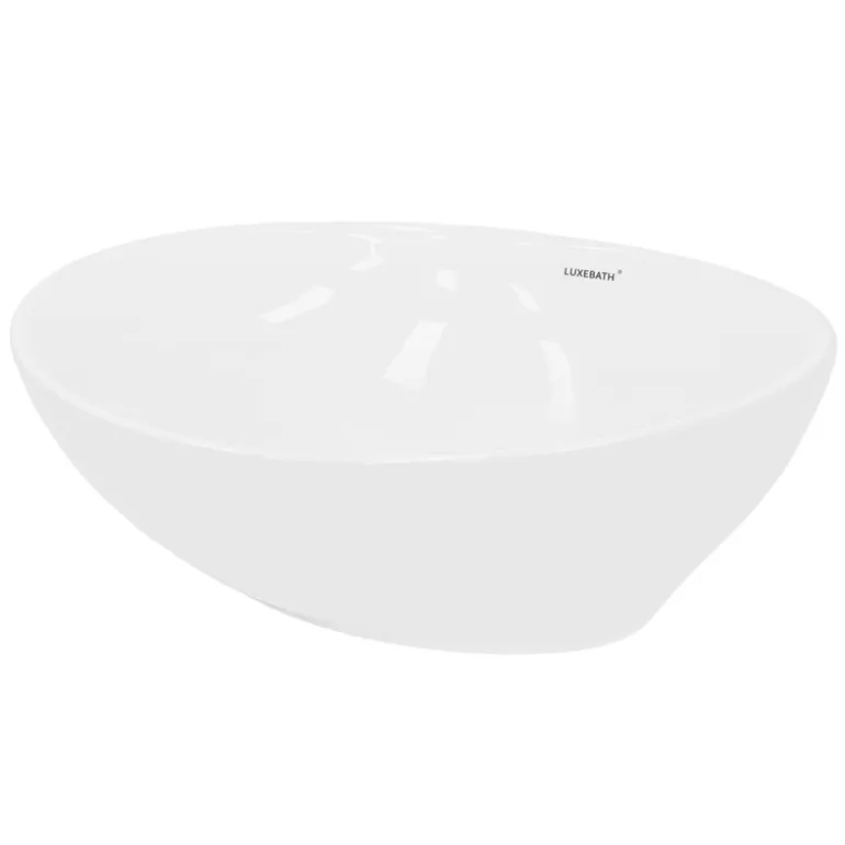 Waschbecken Oval ohne Überlauf 41x33x14,2 cm Weiß aus Keramik