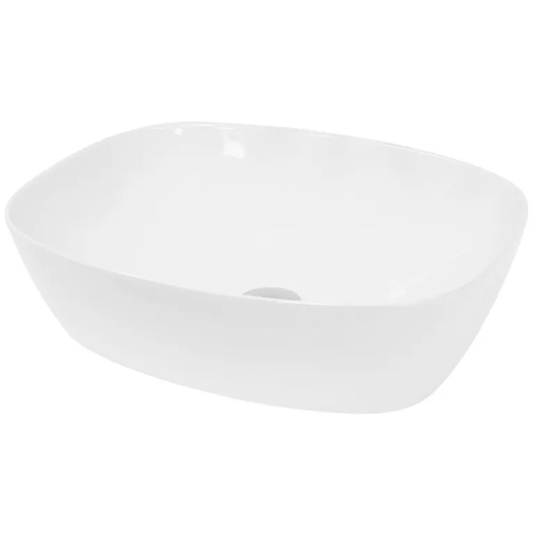 Waschbecken Oval ohne Überlauf 50,5x38,5x13,5 cm Weiß aus Keramik LuxeBath