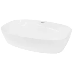 Waschbecken Oval ohne Überlauf 60,5x38x14 cm Weiß aus Keramik