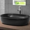 Waschbecken Oval ohne Überlauf 60x42,5x14,5 cm Schwarz aus Keramik ML-Design