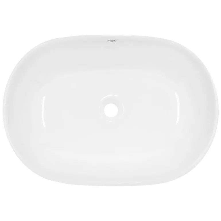 Waschbecken Oval ohne Überlauf 60x42x14,5 cm Weiß aus Keramik