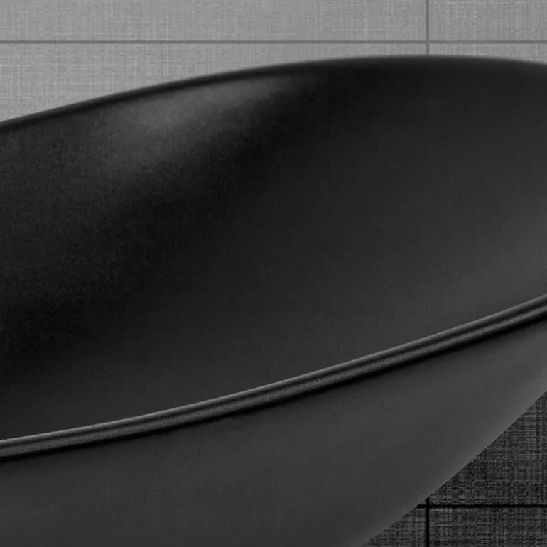 Waschbecken Oval ohne Überlauf 63x36x15,5 cm Schwarz aus Keramik ML-Design