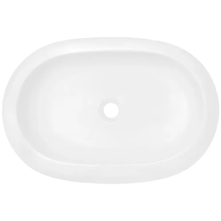 Waschbecken Oval ohne Überlauf 63x42x12 cm Weiß aus Keramik