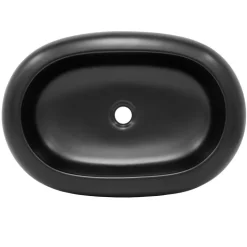 Waschbecken Oval ohne Überlauf 65x45x11 cm Schwarz aus Keramik ML-Design