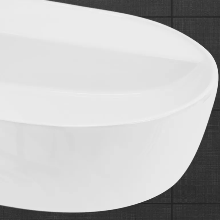 Waschbecken Oval ohne Überlauf 80x40x12 cm Weiß aus Keramik ML-Design