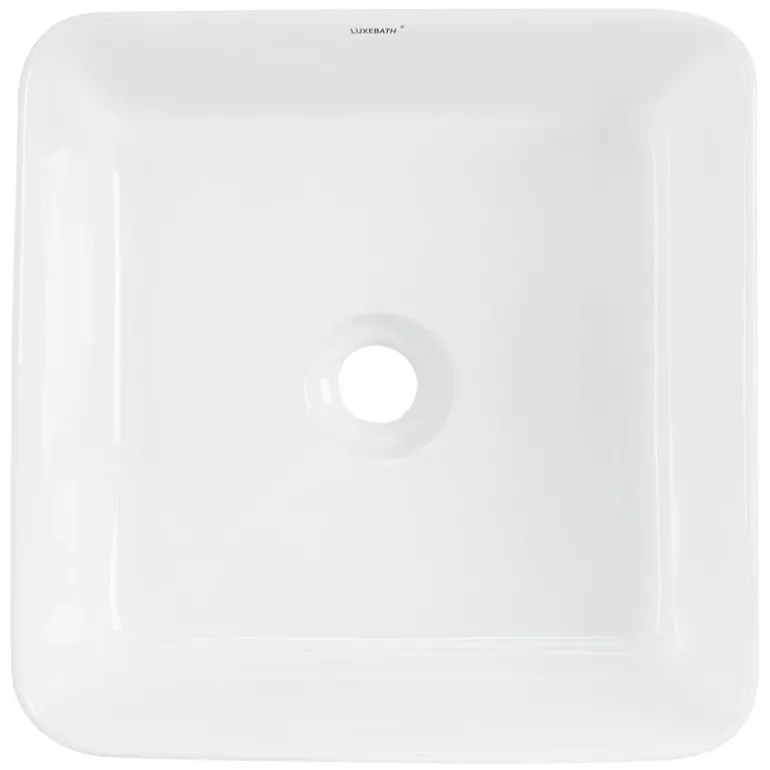 Waschbecken Quadratisch ohne Überlauf 39x39x15 cm Weiß aus Keramik ML-Design