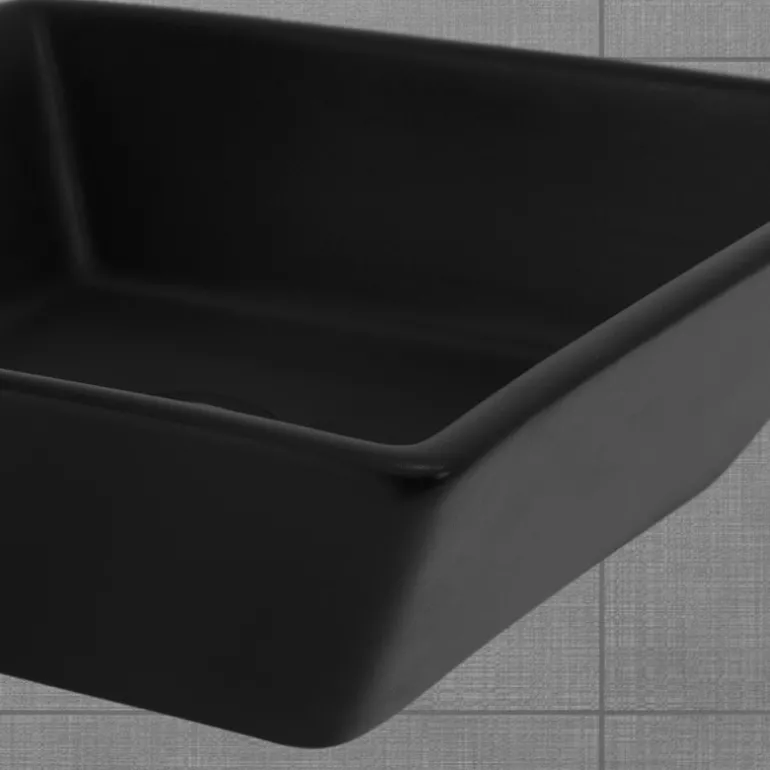 Waschbecken Quadratisch ohne Überlauf 41x41x12 cm Schwarz aus Keramik ML-Design