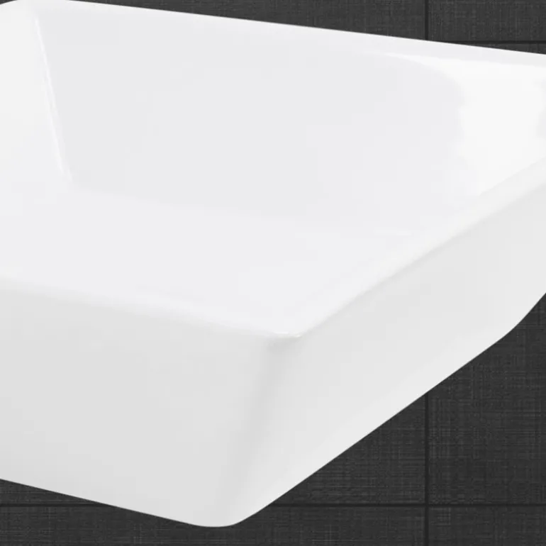 Waschbecken Quadratisch ohne Überlauf 41x41x12 cm Weiß aus Keramik ML-Design