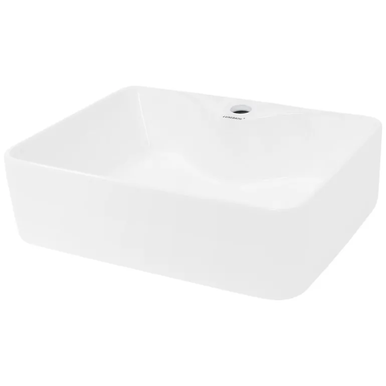 Waschbecken Quadratisch ohne Überlauf 48x38x14 cm Weiß aus Keramik