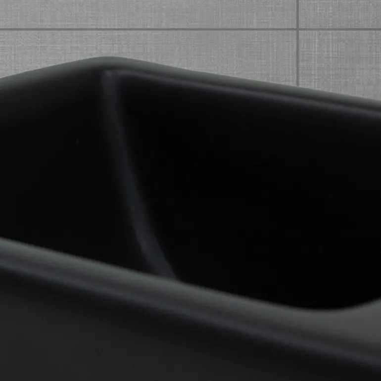 Waschbecken Recheckig ohne Überlauf 35,5x20,5x12,5 cm Schwarz aus Keramik ML-Design