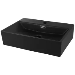Waschbecken Rechteckig mit Überlauf 51,5x36x13 cm Schwarz aus Keramik ML-Design