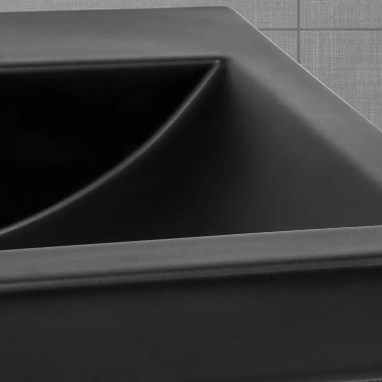 Waschbecken Rechteckig mit Überlauf 53,5x46x16,5 cm Schwarz matt aus Keramik ML-Design