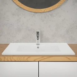 Waschbecken Rechteckig mit Überlauf 71x46,5x17,5 cm Weiß aus Keramik LuxeBath