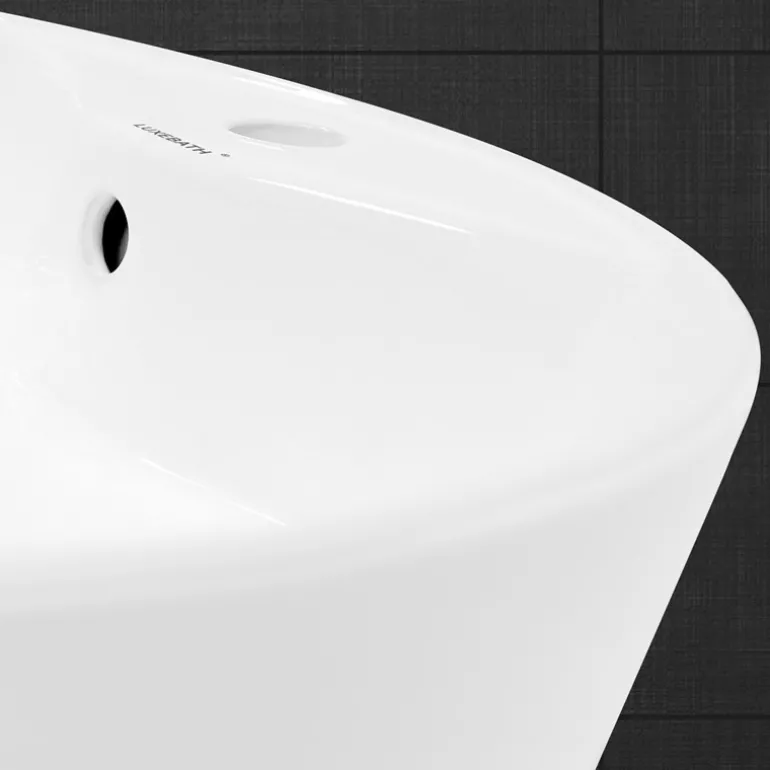 Waschbecken Rund mit Überlauf Ø 46x15,5 cm Weiß aus Keramik