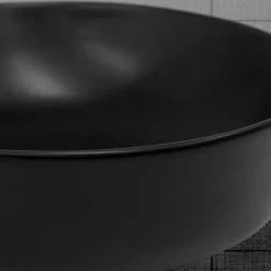 Waschbecken Rund ohne Überlauf Ø 36x12 cm Schwarz aus Keramik ML-Design