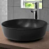 Waschbecken Rund ohne Überlauf Ø 41,5x13,5 cm Schwarz aus Keramik ML-Design
