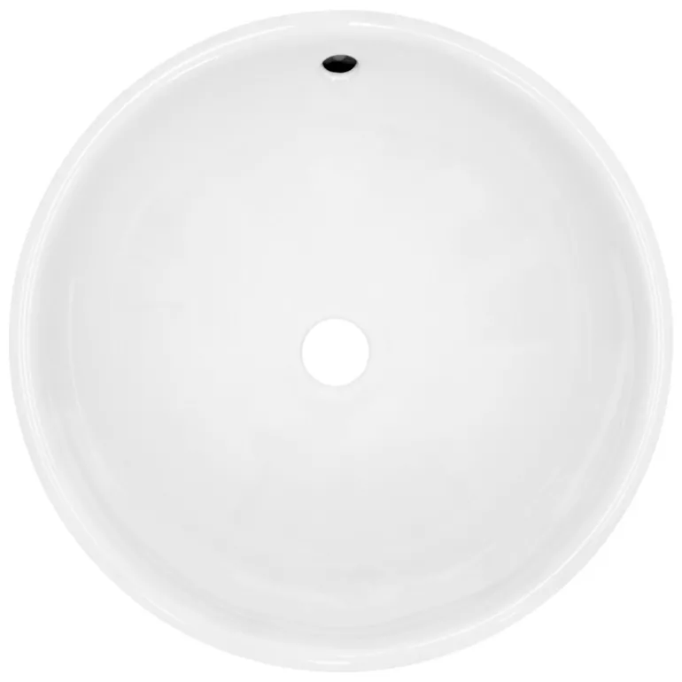 Waschbecken Rund Ø 420 x 170 mm Weiß inkl. Überlauf aus Keramik