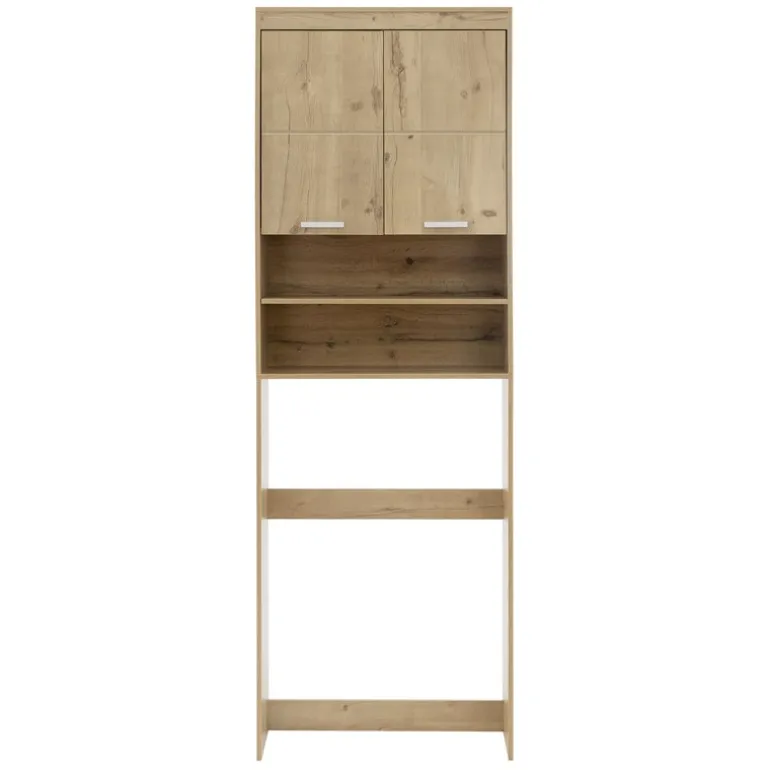 Waschmaschinenschrank mit 2 Türen und 2 offenen Fächern 187,5x63 cm Eichenoptik ML-Design