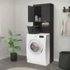 Waschmaschinenschrank Waschmaschinen Regal 63x24x187,5 cm mit 2 Türen und 2 Ablagen in Dunkelgrau ML-Design