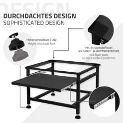 Waschmaschinen Untergestell Unterschrank  62,5x53,5x45 cm mit ausziehbarer Ablage in Schwarz ML-Design