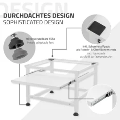 Waschmaschinen Untergestell Unterschrank 62,5x53,5x45 cm mit ausziehbarer Ablage in Weiß ML-Design
