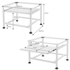 Waschmaschinen Untergestell Unterschrank 62,5x53,5x45 cm mit ausziehbarer Ablage in Weiß ML-Design