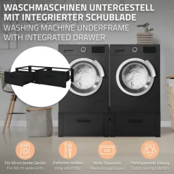Waschmaschinen Untergestell Unterschrank 2er 64x53,5x31,5 cm mit Schublade in Schwarz ML-Design