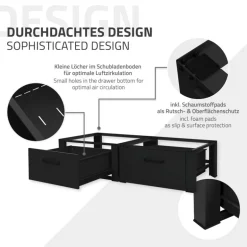 Waschmaschinen Untergestell Unterschrank 2er 64x53,5x31,5 cm mit Schublade in Schwarz ML-Design