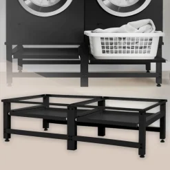 Waschmaschinen Untergestell Unterschrank 2er Set 61x53,5x37 cm mit ausziehbarer Ablage in Schwarz ML-Design