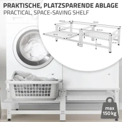 Waschmaschinen Untergestell Unterschrank 2er Set 61x53,5x37 cm mit ausziehbarer Ablage in Weiß ML-Design