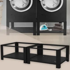 Waschmaschinen Untergestell Unterschrank 2er Set 63x54x32 cm mit Ablage in Schwarz ML-Design