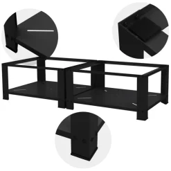 Waschmaschinen Untergestell Unterschrank 2er Set 63x54x32 cm mit Ablage in Schwarz ML-Design