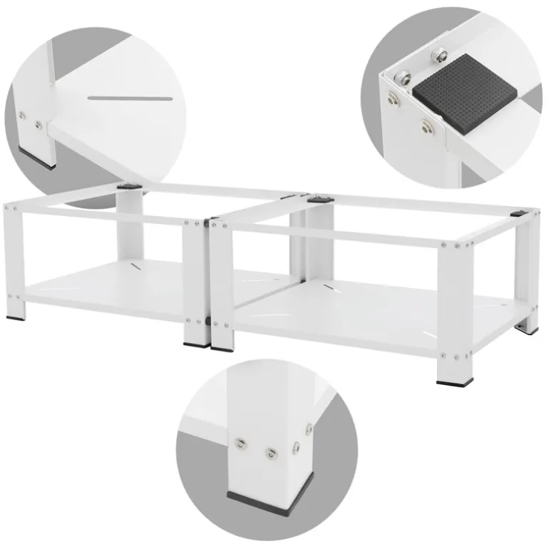 Waschmaschinen Untergestell Unterschrank 2er Set 63x54x32 cm mit Ablage in Weiß ML-Design