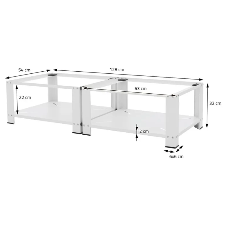Waschmaschinen Untergestell Unterschrank 2er Set 63x54x32 cm mit Ablage in Weiß ML-Design