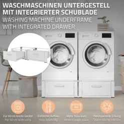 Waschmaschinen Untergestell Unterschrank 2er Set 64x53,5x31,5 cm mit 2 Schubladen in Weiß ML-Design