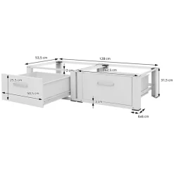Waschmaschinen Untergestell Unterschrank 2er Set 64x53,5x31,5 cm mit 2 Schubladen in Weiß ML-Design