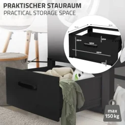Waschmaschinen Untergestell Unterschrank 63x54x31 cm mit Schublade in Schwarz ML-Design