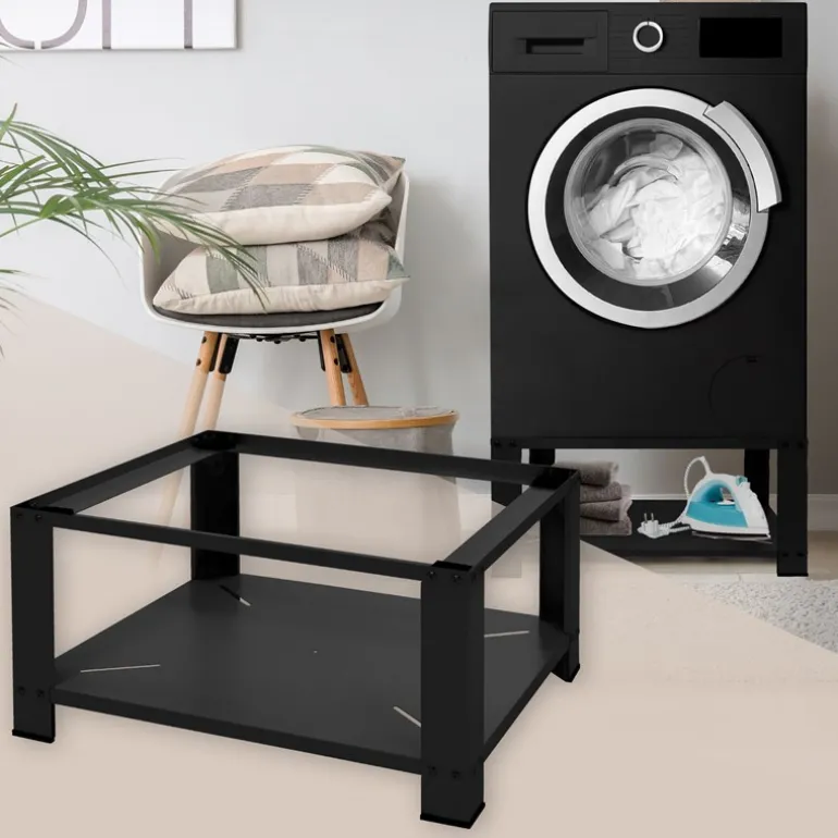 Waschmaschinen Untergestell Unterschrank 63x54x32 cm mit Ablage in Schwarz ML-Design