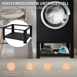 Waschmaschinen Untergestell Unterschrank 63x54x32 cm mit Ablage in Schwarz ML-Design
