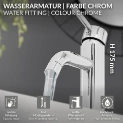 Waschtischarmatur fürs Badezimmer 150x54x175 mm Chrom aus Messing von LuxeBath