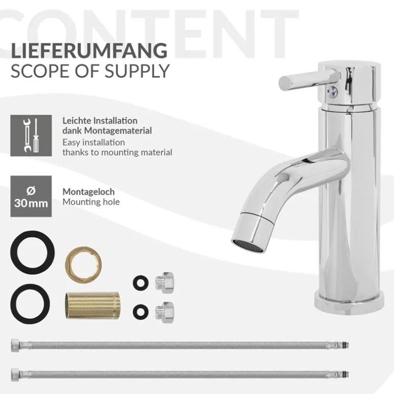 Waschtischarmatur fürs Badezimmer 150x54x175 mm Chrom aus Messing von LuxeBath